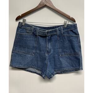 Y2K Too Hot Jean Shorts Womens 14 Denim Belted Western Boho Hippie 90s Grunge